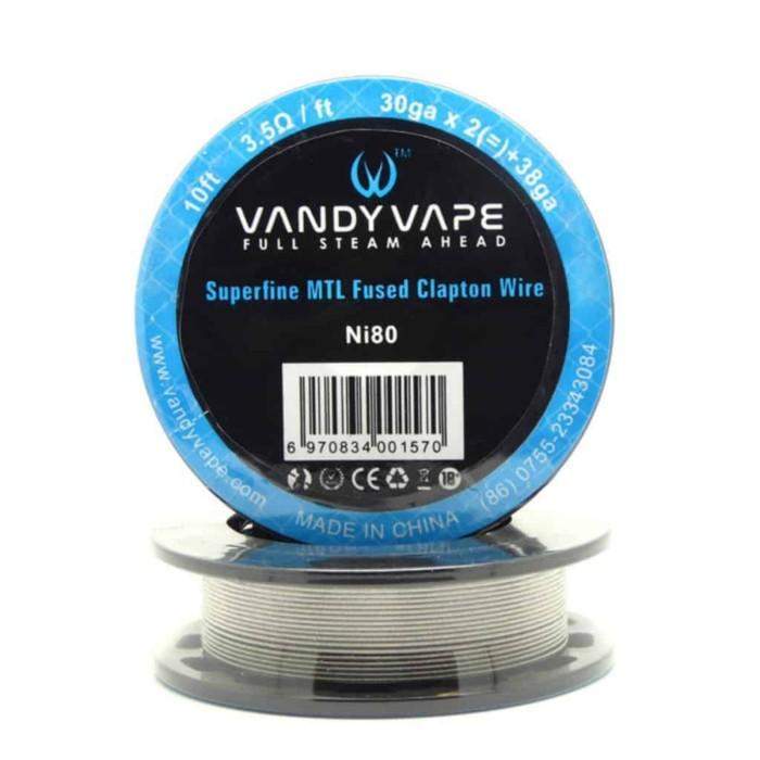 DIY DRUT VANDY VAPE SUPERFINE MTL FUSED CLAPTON NI80 30GAX2(=)+38GA 3,5OHM/FT 10FT 0
