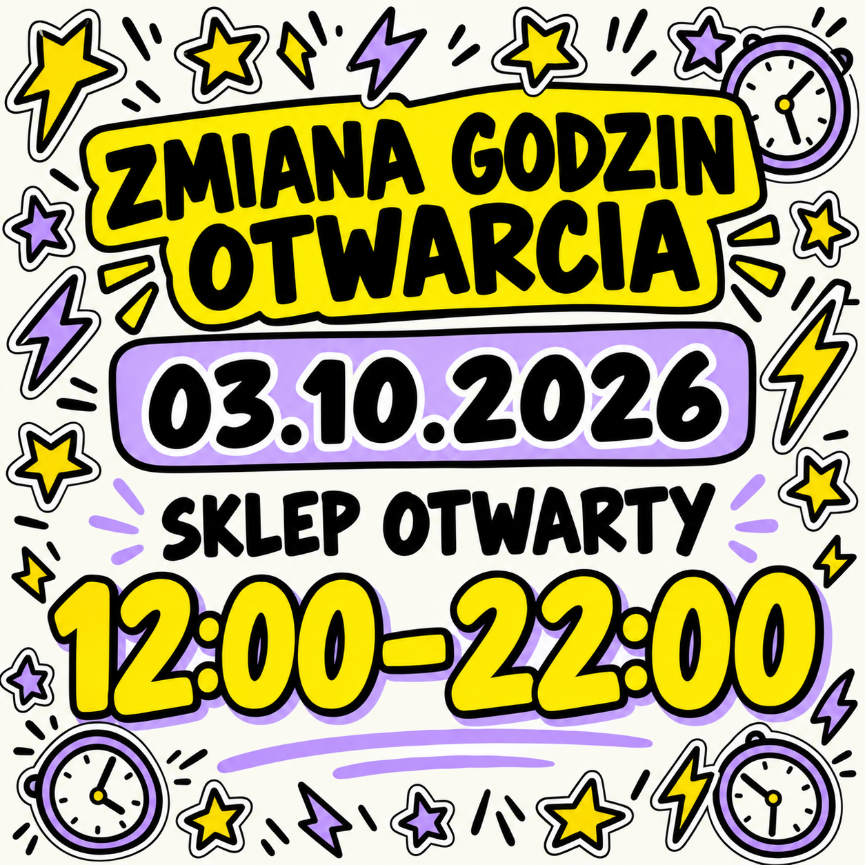 Vape Mate Spot Poznań – zmiana godzin otwarcia 3 października 2026 na 12:00–22:00.