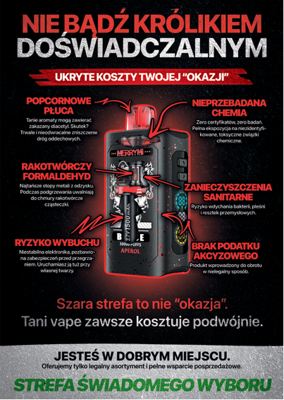 Tani vape z szarej strefy może kosztować zdrowie. Poznaj zagrożenia i wybieraj legalne produkty w Vape Mate Spot e-papierosy Poznań.